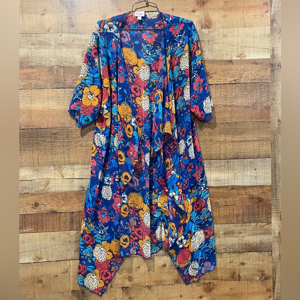 Lularoe Colorful Floral Print Ruana Kimono Size Medium